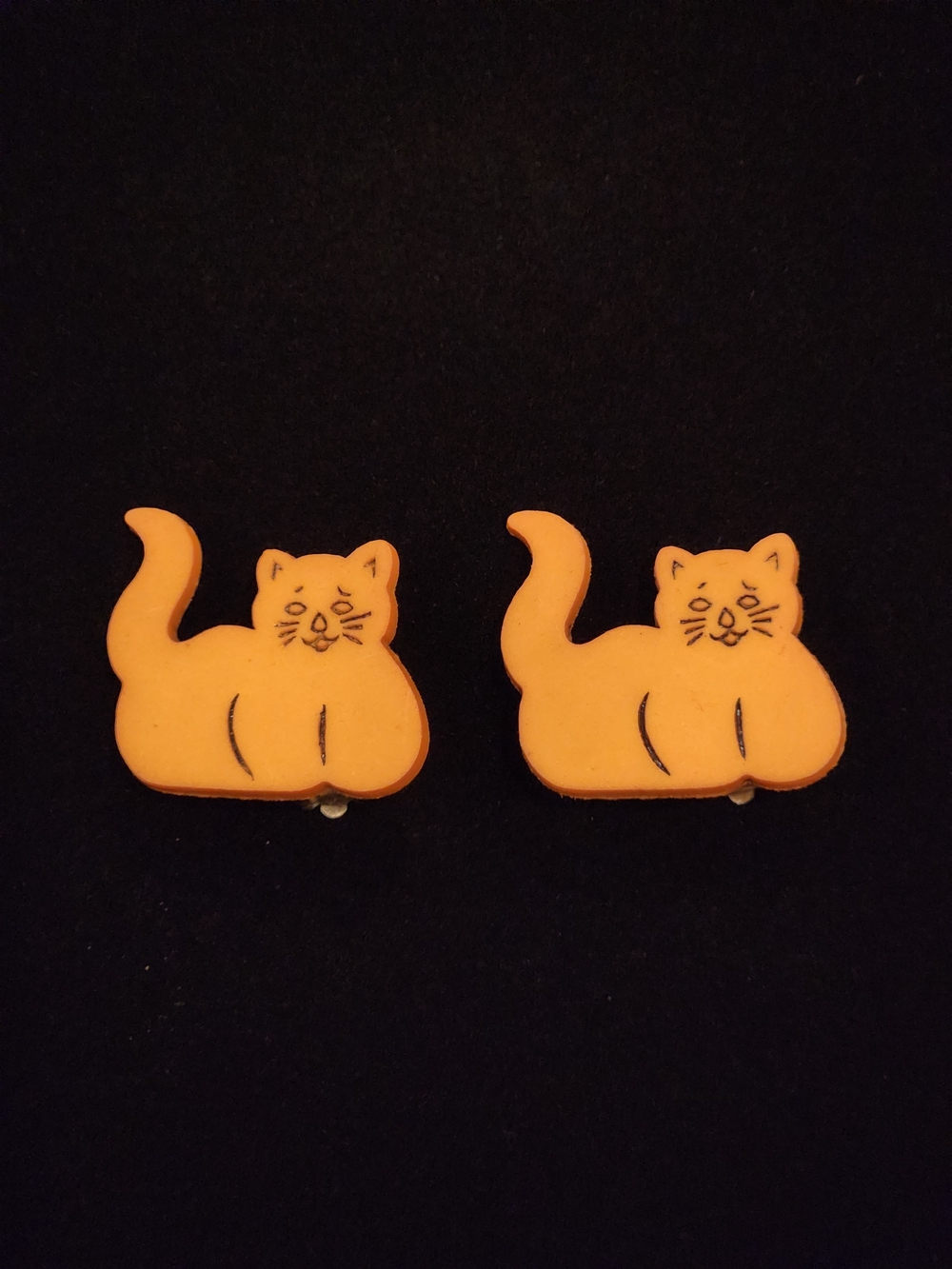 Whimsical Orange Cat Clip-On Earrings